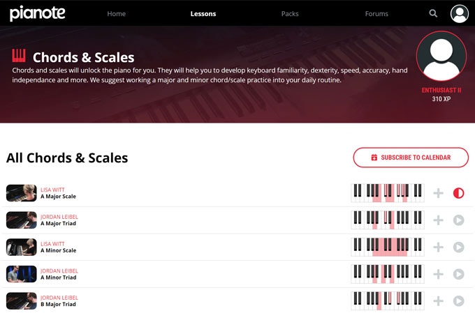 Pianote chords and scales